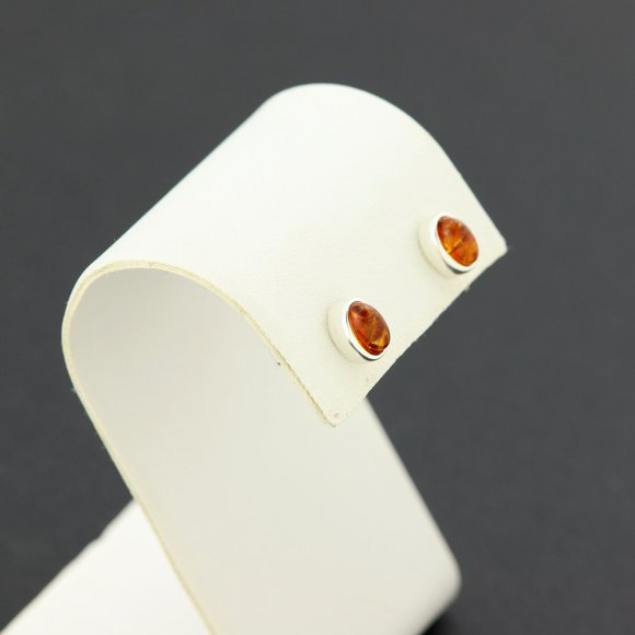 Sterling silver earrings with natural Baltic amber, amber stud earrings, studs - Picture 8 of 15